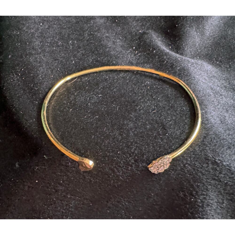 Vintage Gold Tone Thin Cuff Bracelet Minimalist Adjustable Open Bangle B024